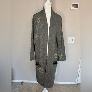 Anthropologie- Sweater duster. Embellished and beaded with butterflies. One size